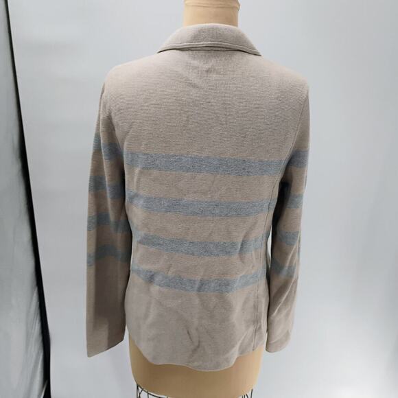 Talbots Beige and Gray Striped Cardigan - Picture 6 of 14